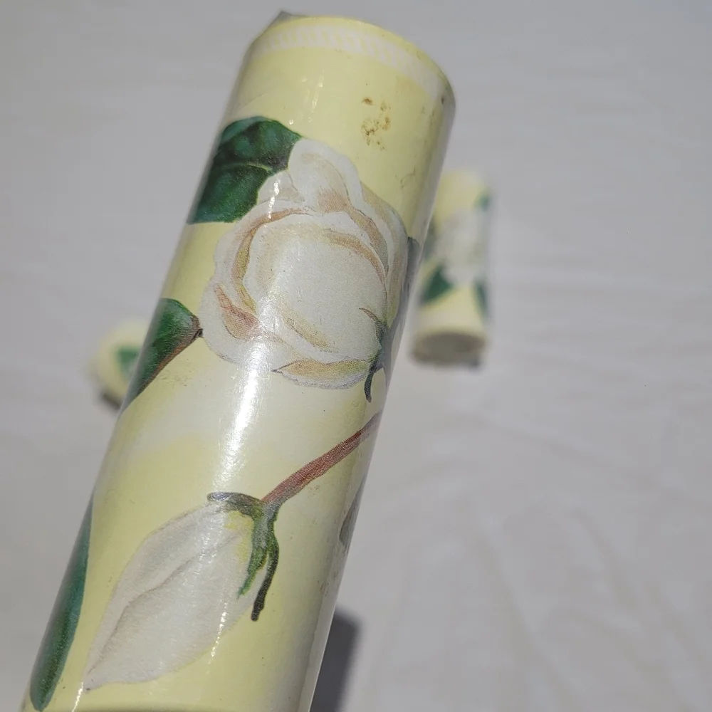 Floral Wallpaper Border Green Leaves Gardenia Flower 4 Yards Pre Pasted Open